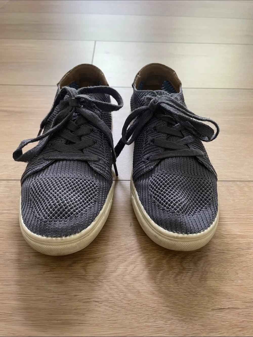 Lucky Brand Women's Knit Lace-Up Flats in Charcoal Gray 7 Beach Casual #0007